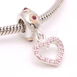 RARE Authentic PANDORA Sterling Silver & 14K Gold Be My Valentine Dangle